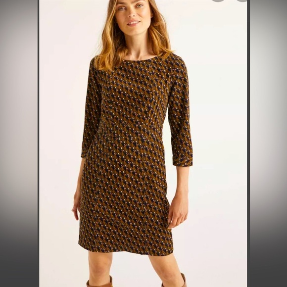 Boden NWT Coraline Hare Bunny Pattern Corduroy Dress Size 12 L Pockets - Picture 1 of 13